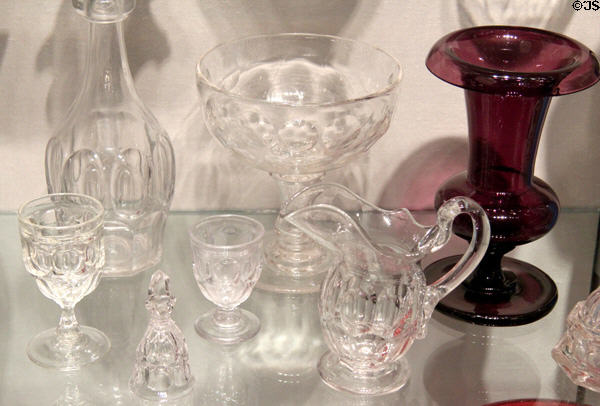 American pressed glass vessels in Ashburton pattern (1845-75) at Corning Museum of Glass. Corning, NY.