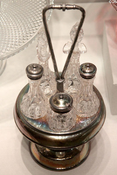 American caster set with silver-plated frame (1850-70) at Corning Museum of Glass. Corning, NY.