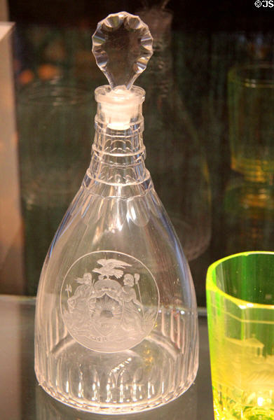English or Irish decanter engraved with New York state coat of arms (1810-25) at Corning Museum of Glass. Corning, NY.