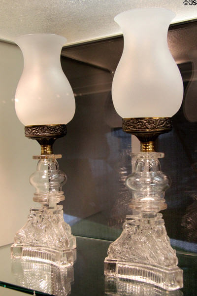 Pair of oil lamps (c1830s) from New England at Corning Museum of Glass. Corning, NY.
