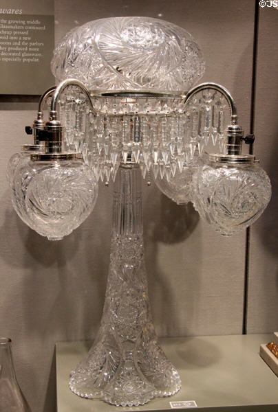 Cut glass electric lamp (1900-15) perhaps from Philadelphia or Connecticut at Corning Museum of Glass. Corning, NY.