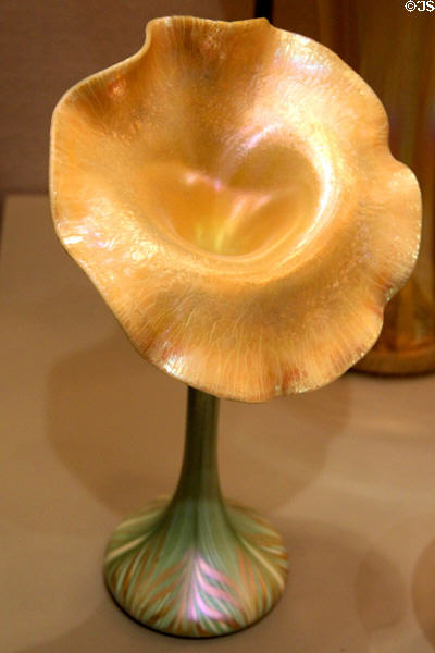 Art Nouveau Jack-in-the-Pulpit vase (1904-15) by Quezal Art Glass & Decorating Co. of Brooklyn, NY at Corning Museum of Glass. Corning, NY.