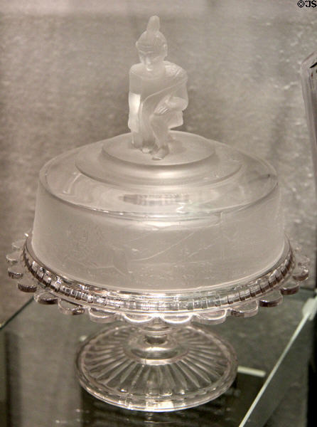 Butter dish in Pioneer pattern (1876-89) by Gillinder & Sons of Philadelphia at Corning Museum of Glass. Corning, NY.