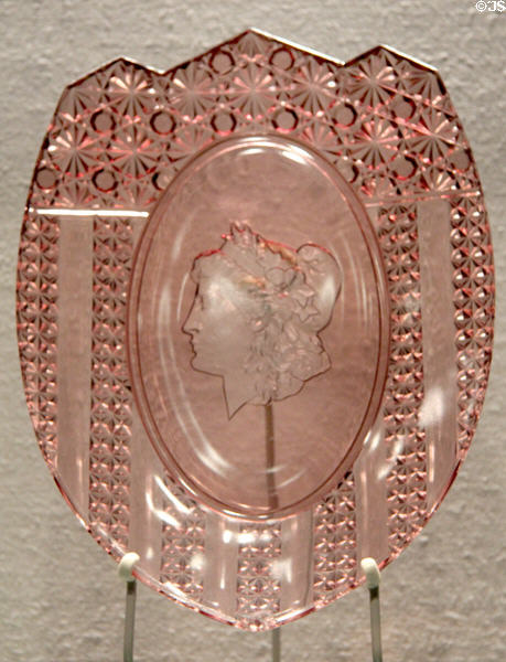Plate with Head of Columbia (1890-95) by Ripley & Co. of Pittsburgh at Corning Museum of Glass. Corning, NY.