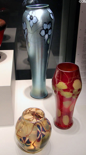 Glass vases with flower decoration (1903-12) by Louis Comfort Tiffany at Corning Museum of Glass. Corning, NY.