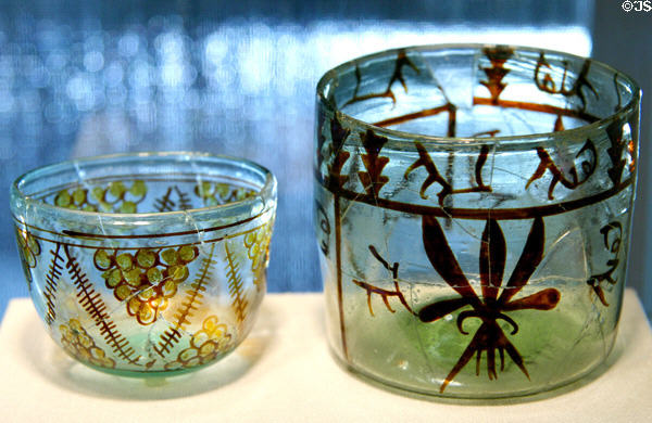 Islamic glass bowls (9th or 10thC) at Corning Museum of Glass. Corning, NY.