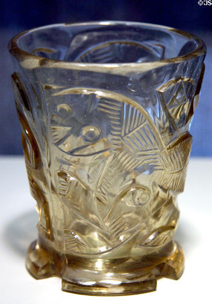 Cut glass St. Hedwig of Silesia beaker (12th-13thC) either Islamic or Sicilian at Corning Museum of Glass. Corning, NY.