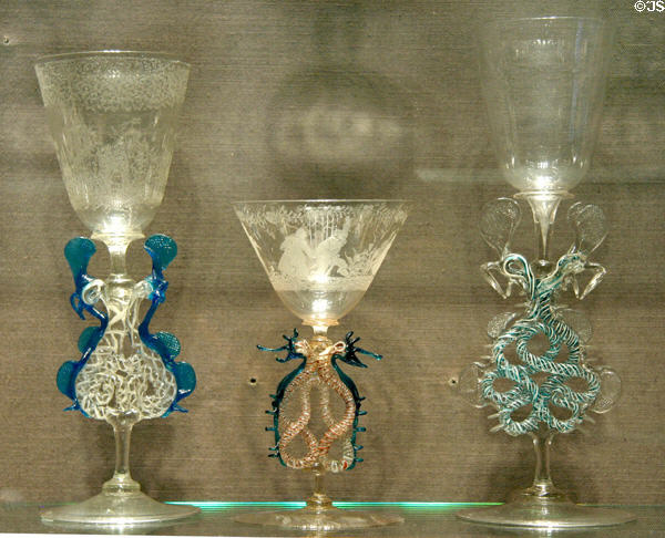 Low countries goblets (late 17th C - early 18th C) at Corning Museum of Glass. Corning, NY.