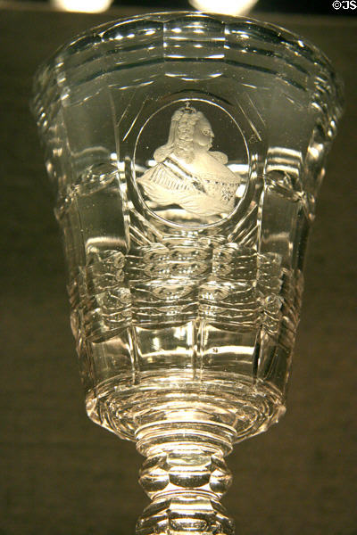 Russian cut glass goblet with portrait of Empress Elizabeth Petrovna (1741-62) at Corning Museum of Glass. Corning, NY.