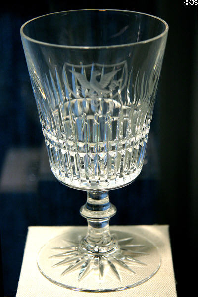 Water goblet (1938) from White House service of Franklin D. Roosevelt by T.G. Hawkes & Co. at Corning Museum of Glass. Corning, NY.