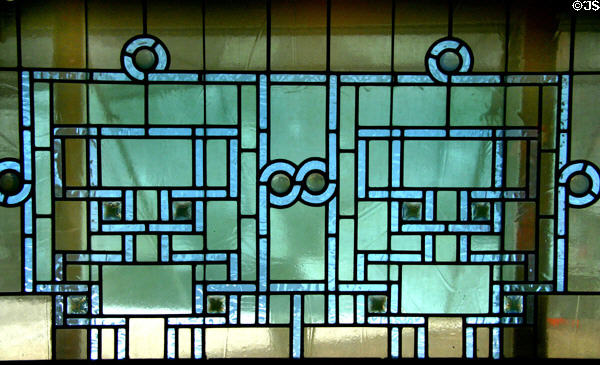 Stained glass window (1886-9) by Louis H. Sullivan from Chicago Auditorium at Corning Museum of Glass. Corning, NY.