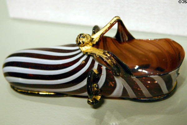 Venetian glass shoe (16thC - 17thC) at Corning Museum of Glass. Corning, NY.