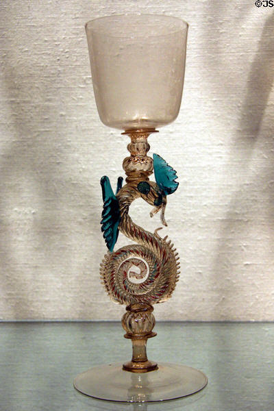 Venetian dragon-stem goblet (17thC) at Corning Museum of Glass. Corning, NY.