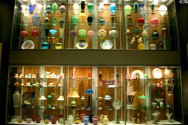 Collection of Frederick Carder's Steuben glass at Corning Museum of Glass. Corning, NY.