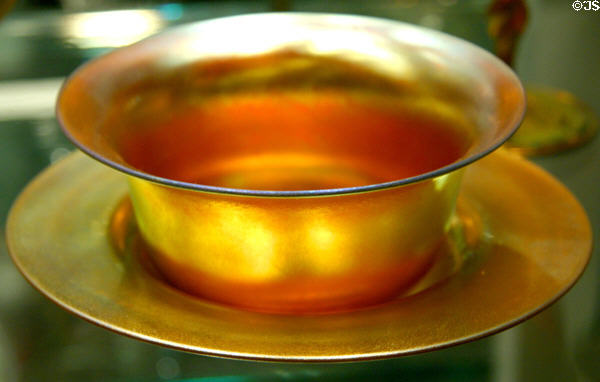 Steuben Gold Aurene glass bowl at Corning Museum of Glass. Corning, NY.