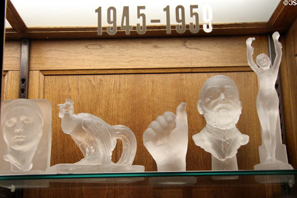 Cast lost wax diatreta glass sculptures (1945-59) by Frederick Carder for Steuben Glass at Corning Museum of Glass. Corning, NY.