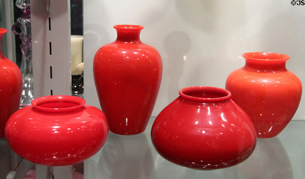 Rouge Flambé glass vessels (1916) by Steuben Glass at Corning Museum of Glass. Corning, NY.
