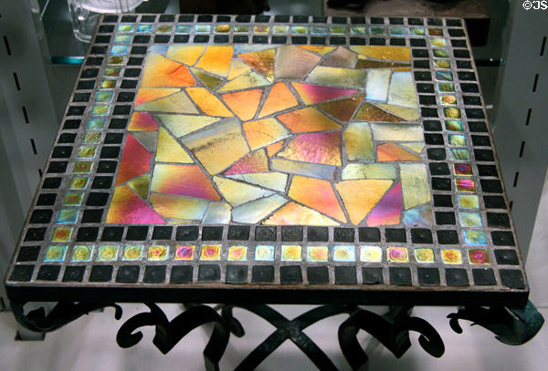 Mosaic iridized glass table (late 1920s - early 1930s) by Steuben Glass at Corning Museum of Glass. Corning, NY.