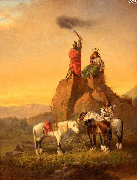 The Smoke Signal painting (1868) by John Mix Stanley at Rockwell Museum of Art. Corning, NY.