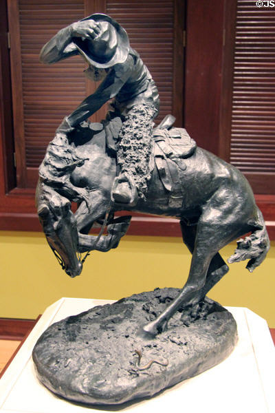 Rattlesnake bronze sculpture (1905) by Frederic Remington at Rockwell Museum of Art. Corning, NY.