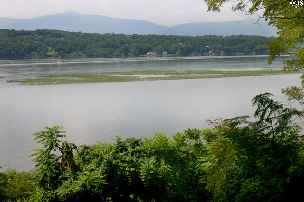 View of Hudson River & Catskill Mountains from Clermont. Germantown, NY.