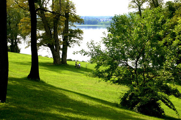 Lawns of Clermont above Hudson River. Germantown, NY.