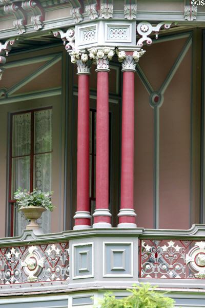 Triple columns of Octagon House. Irvington, NY.