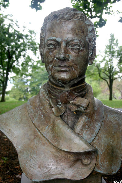Bust of Washington Irving (1783-1859) author of Legend of Sleepy Hollow at Sunnyside. Tarrytown, NY. On National Register.