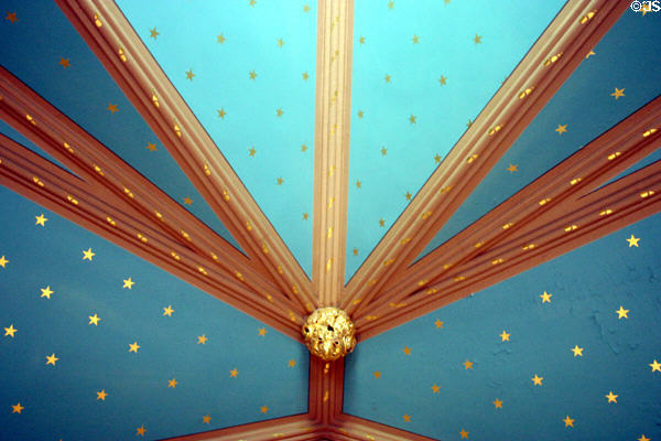 Painted stars on Gothic bedroom ceiling in Lyndhurst. Tarrytown, NY.