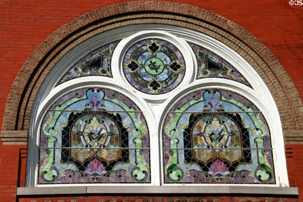 Stained glass of Waterloo Methodist Church. Waterloo, NY.