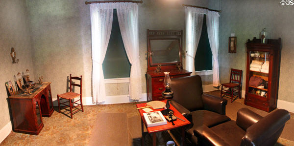 Panorama of room in which the former President & Civil War General Grant spent his final days at Grant Cottage SHS. Wilton, NY.