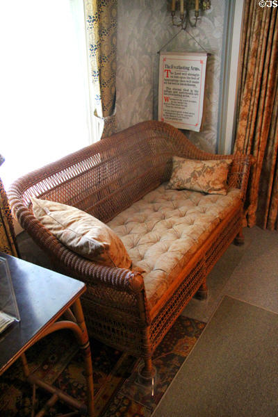 Wicker sofa at Grant Cottage SHS. Wilton, NY.