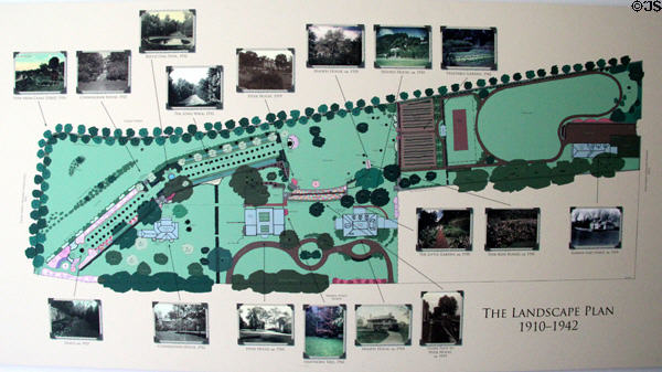 Landscape plan (1910-42) for Hyde-Cunningham-Hoopes house campus by Brett & Hall architects which now form The Hyde Collection. Glens Falls, NY.
