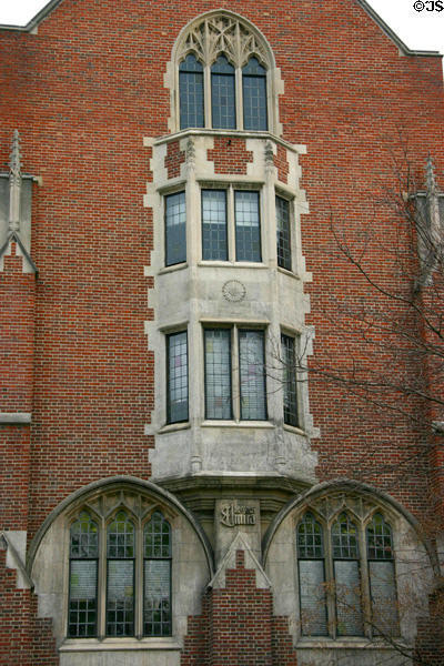 Gothic details of Hamilton Hall at Elmira College. Elmira, NY.