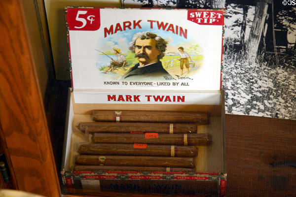 Mark Twain brand cigars in Elmira College Twain Exhibit. Elmira, NY.