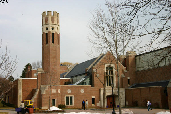 Speidel Gymnasium (1956) with Julia Reinstein Bell Tower at Elmira College. Elmira, NY.