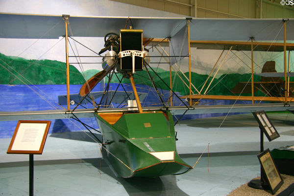 Replica of Curtiss "E Model" Flying Boat (1913) at Curtiss Museum. Hammondsport, NY.