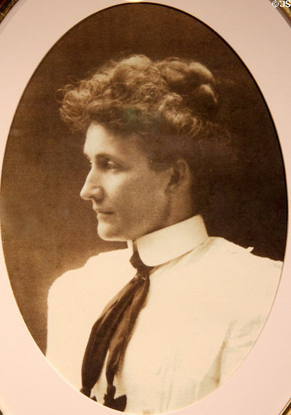 Portrait of Bertha Crawford Hubbard (1861-1946) first wife (1881) of Elbert Hubbard at Roycroft Campus Powerhouse. East Aurora, NY.