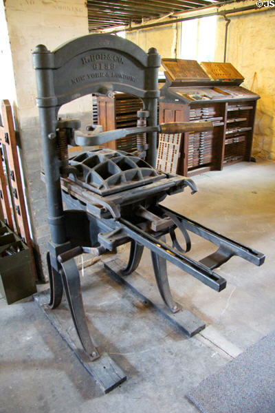 Printing press by R. Hoe & Co. of New York & London at Roycroft Print Shop. East Aurora, NY.