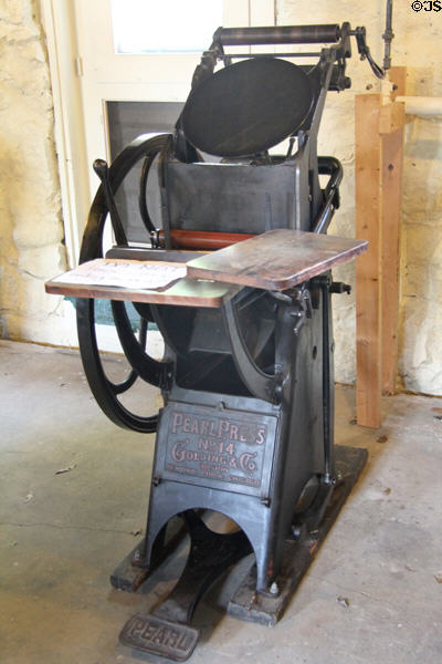 Pearl printing press by Golding & Co. of Boston at Roycroft Print Shop. East Aurora, NY.