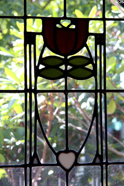 Arts & Craft leaded glass window at Roycroft Inn. East Aurora, NY.