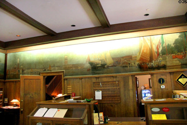 Lobby mural showing Venice (1905) by Alexis Fournier at Roycroft Inn. East Aurora, NY.