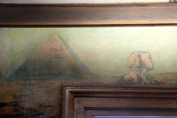 Lobby mural showing Egyptian pyramids (1905) by Alexis Fournier at Roycroft Inn. East Aurora, NY.
