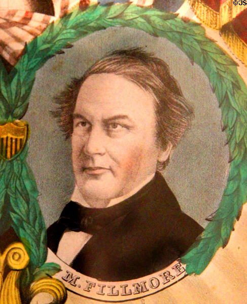 Millard Fillmore portrait on Whig election poster (1848) by Kelloggs & Comstock at Millard Fillmore House. East Aurora, NY.