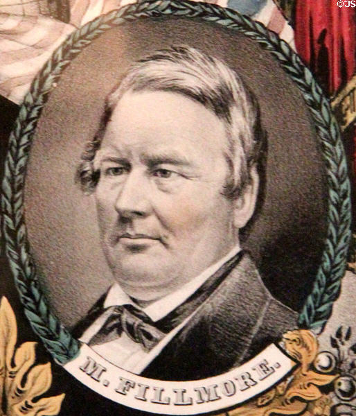 Millard Fillmore portrait on Whig election poster (1853) by N. Currier at Millard Fillmore House. East Aurora, NY.