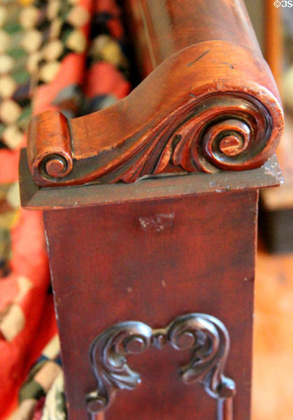 Detail of Fillmore's bedstead footboard at Millard Fillmore House. East Aurora, NY.
