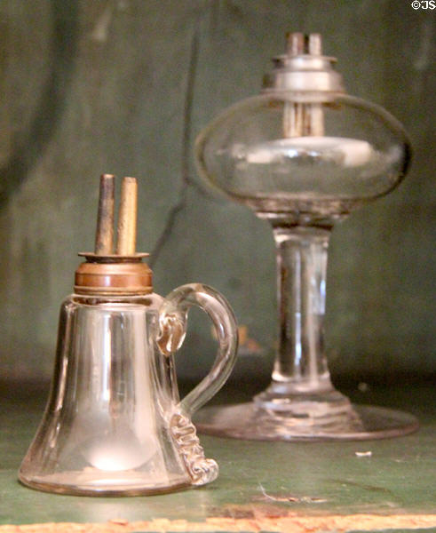 Glass whale oil lamps at Millard Fillmore House. East Aurora, NY.