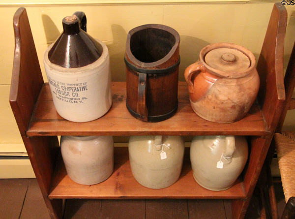 Stoneware jugs & crocks at Millard Fillmore House. East Aurora, NY.