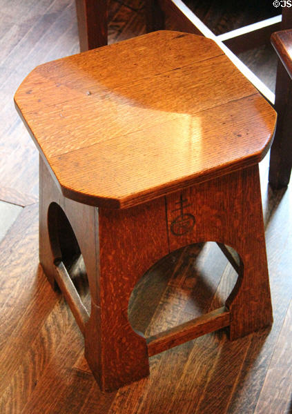 Roycroft stool at Elbert Hubbard Roycroft Museum. East Aurora, NY.