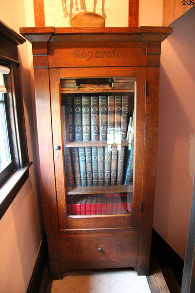 Roycroft bookcase at Elbert Hubbard Roycroft Museum. East Aurora, NY.